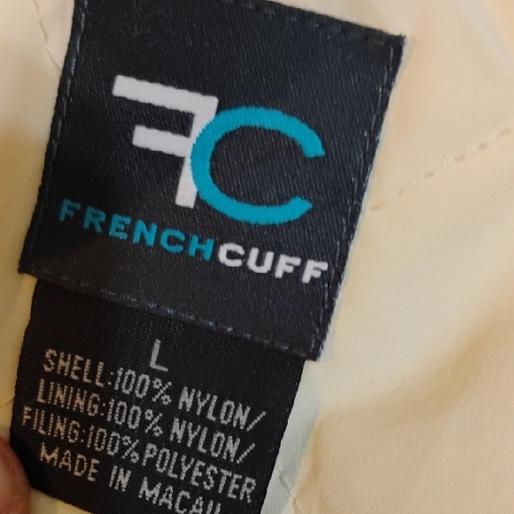 French Cuff Women's Cream Size Large Quilted Puffer Jacket With Pink Lining - Picture 2 of 5